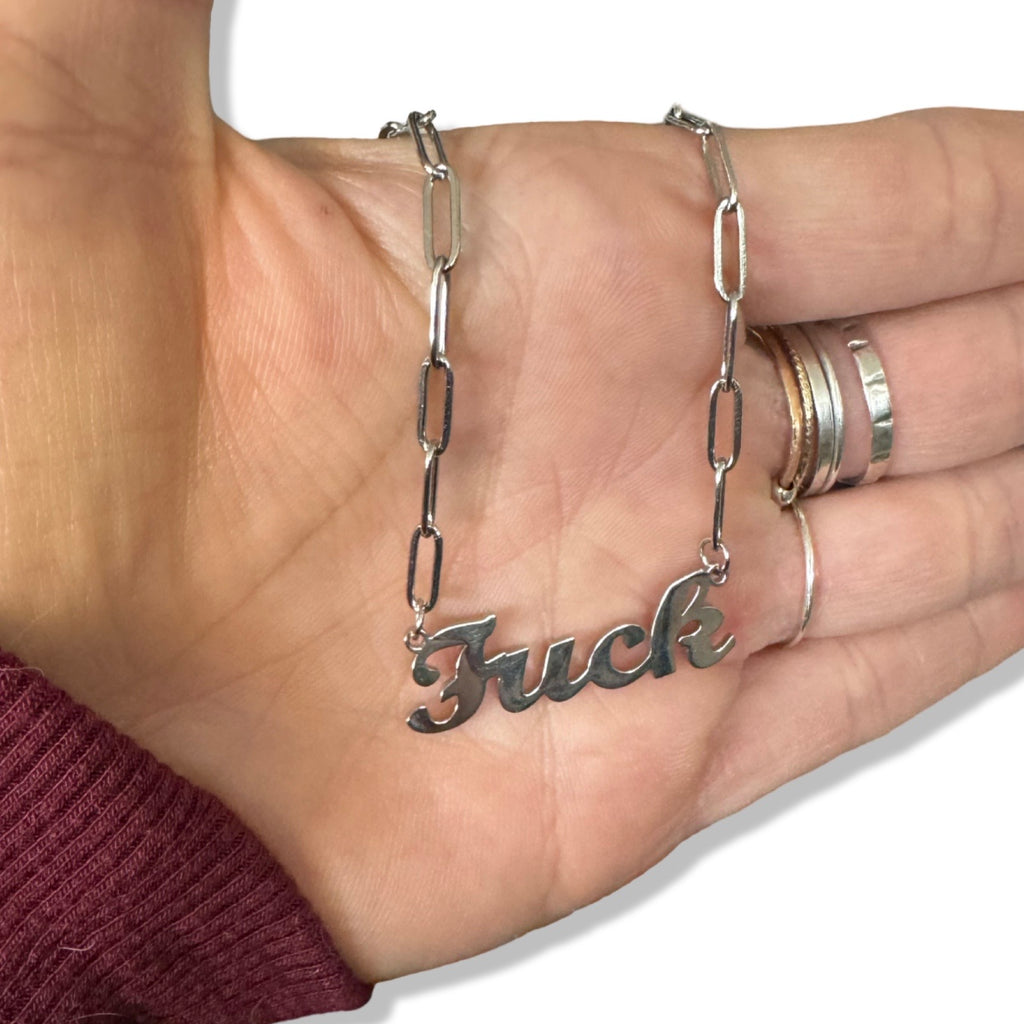 Fuck Stainless Steel Nameplate Necklace