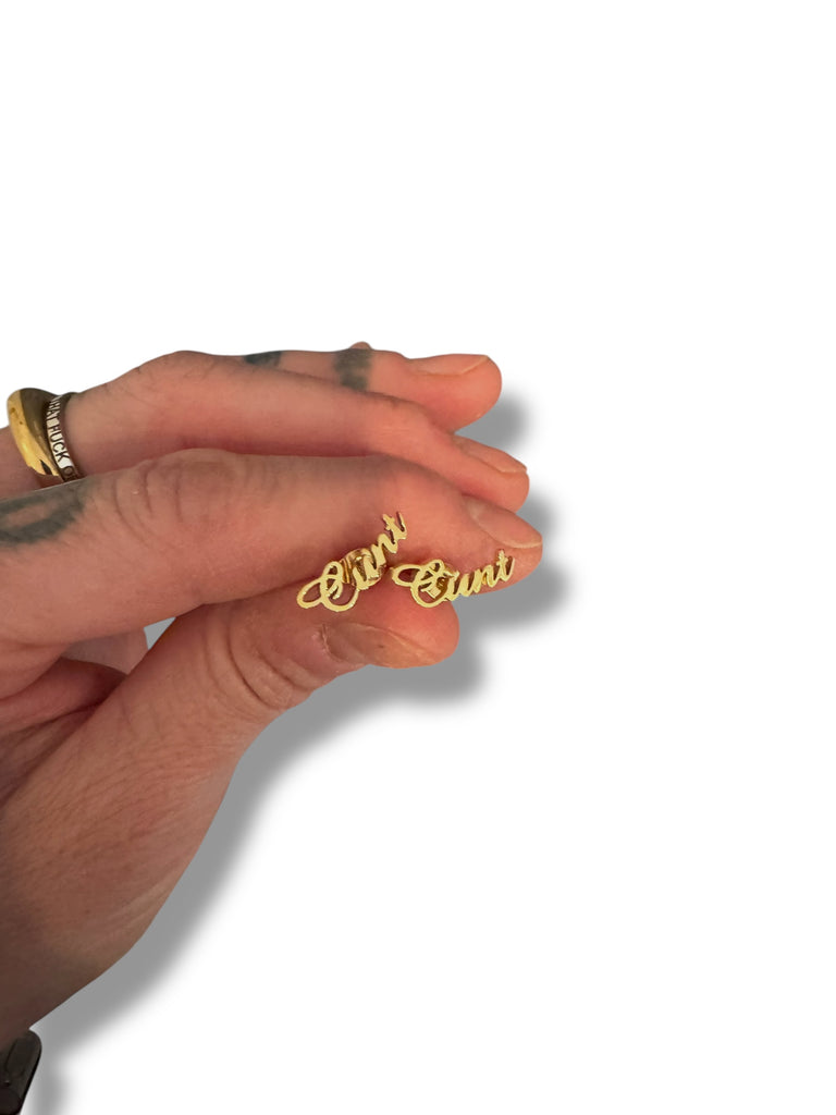 Cunt Cursive Stud Earrings