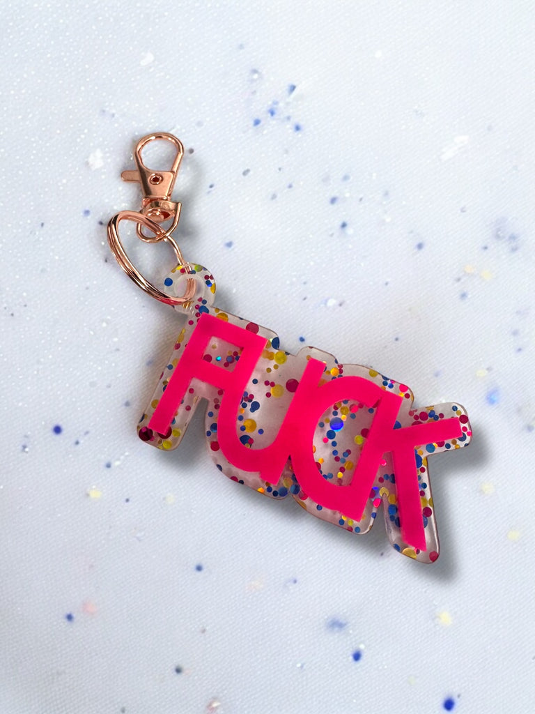 Fuck Acrylic Glitter Keychain