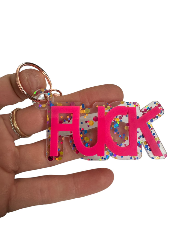 Fuck Acrylic Glitter Keychain