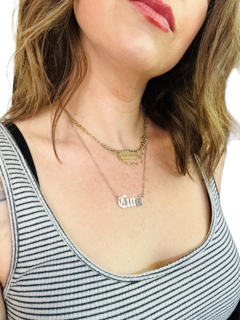 Cunt Old English Nameplate Necklace
