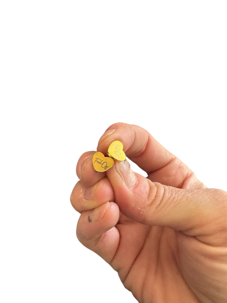 Cursive Fuck Off Heart Stud Earrings