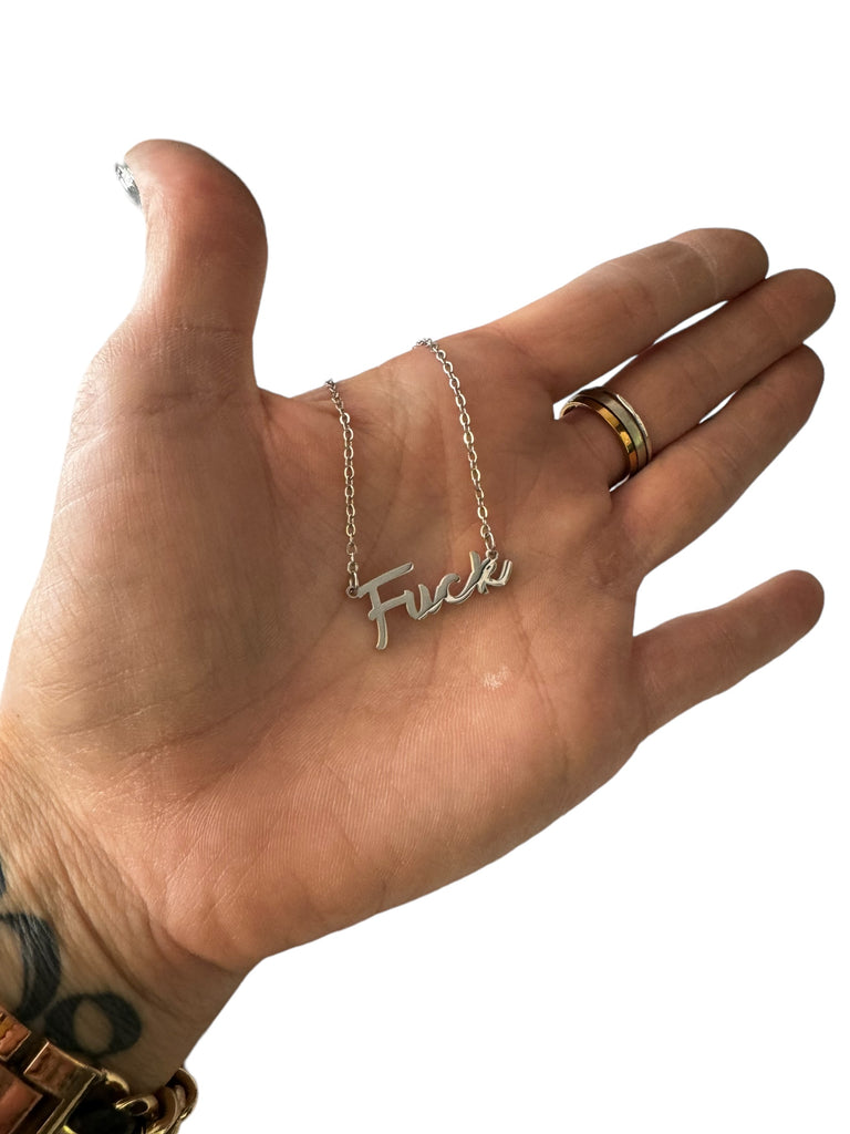 Cursive Fuck Script Necklace