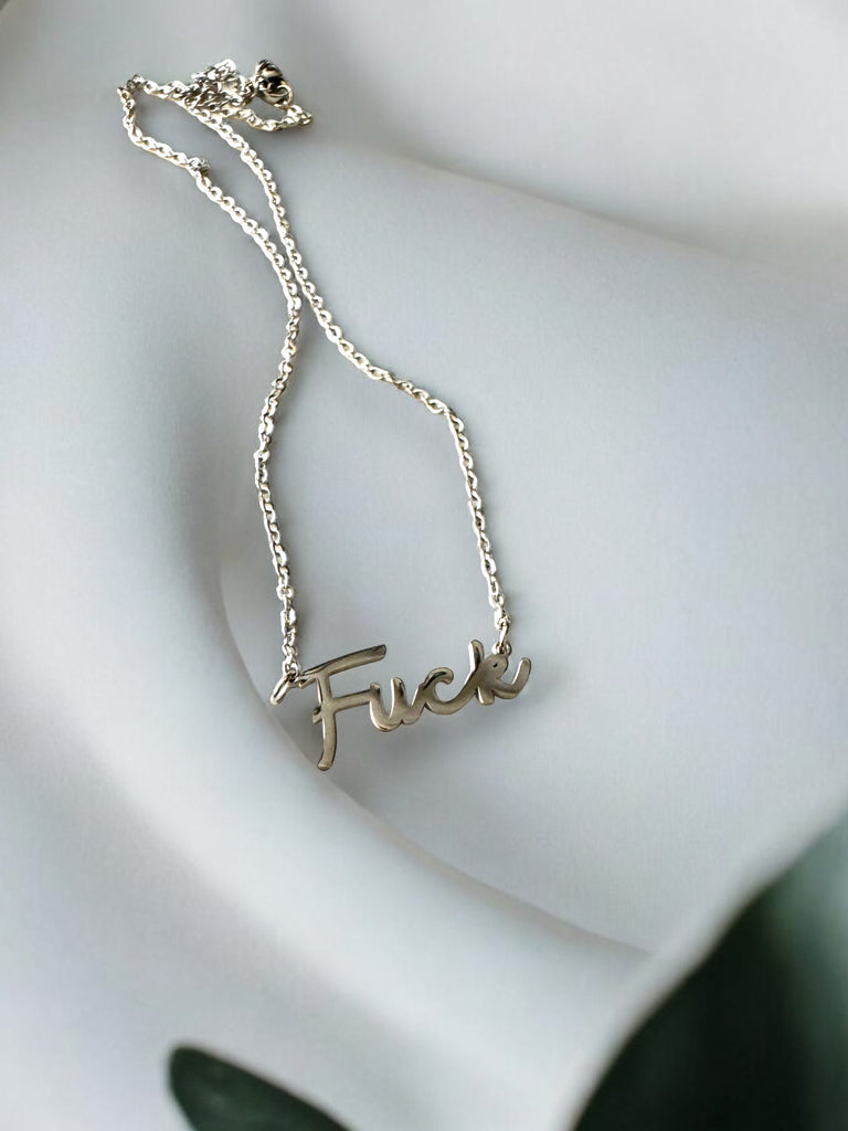 Cursive Fuck Script Necklace