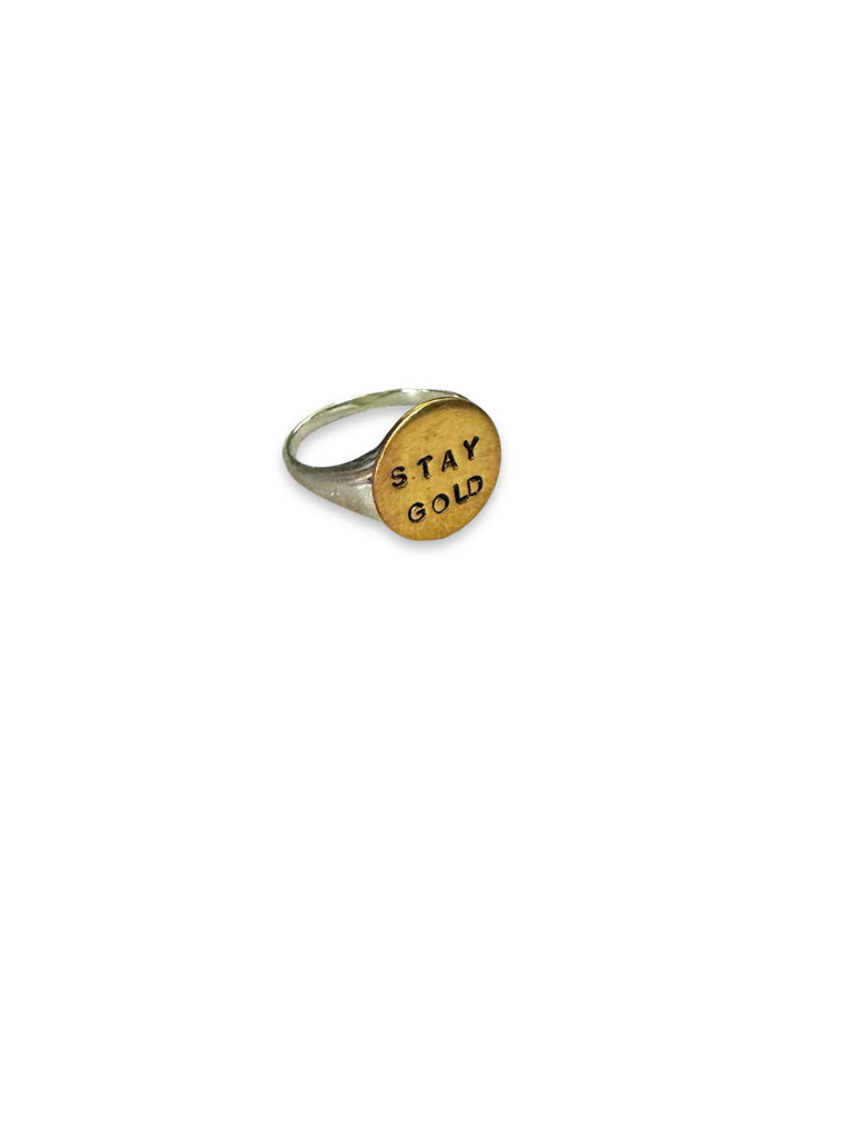 Stay Gold Mixed Metal Signet Ring size 7